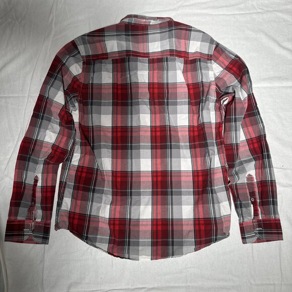 Aeropostale mens long sleeve windowpane plaid flannel button down shirt large - Picture 3 of 7